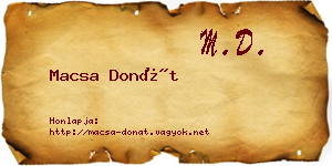 Macsa Donát névjegykártya
